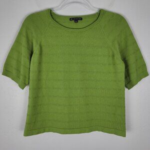 Adrianna Papell Short Sleeve Knit Top Lightweight Sweater Boxy Fit Green Size L